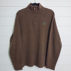 Polo Ralph Lauren Brown 1/4 Zipper‎ Pullover Sweater. Size: L